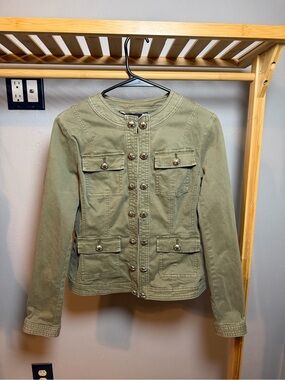 White House Black Market Olive Green Military-Style Utility Jacket